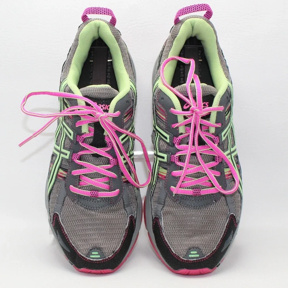 ASICS Gel-Venture 5 Womens Grey Neon Green Pink Trail Running Shoes T5N8N 11